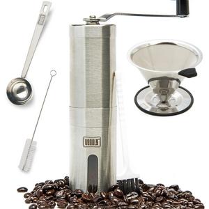 Venoly Conical Burr Coffee Grinder Stainless Steel Hand Crank Travel Coffee Grinder Set with Pour Over Coffee Dripper Brewed Coffee Maker