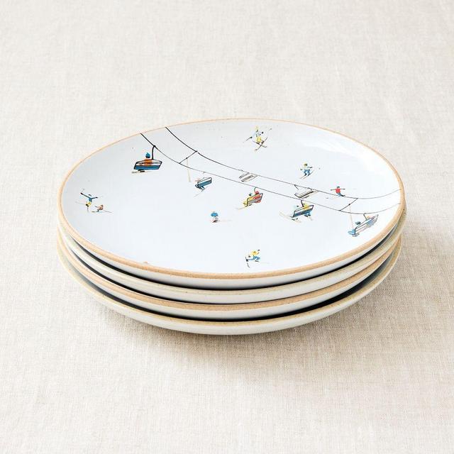 Holiday Skiers Salad Plate, Set of 4