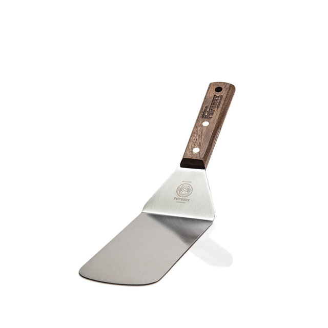 Petromax Flexible Stainless Steel Spatula, Flex2 Model with Wood Handle for Kitchen or Camping, Tapered Blade and Wood Handle, 13" Long