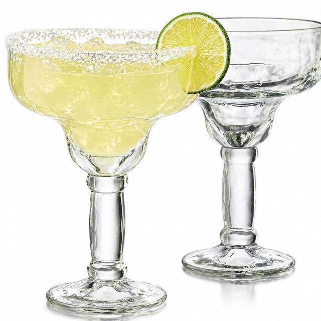 Margarita Glass Yucatan Style Set of 2-13.5oz Uniquely Shaped, Thick Stems, An Elegant Appeal! Their Bold Sombrero-Inspired Shape Takes You South-of-the-Border. Sturdy Glasses are a Classic Choice 2