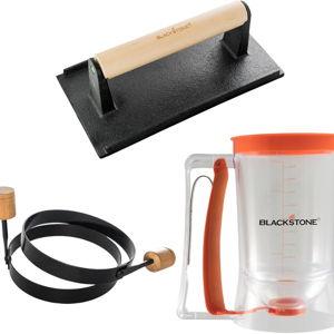 Blackstone 4-Piece Griddle Breakfast Kit with Batter Dispenser, Bacon Press, and Two Egg Rings