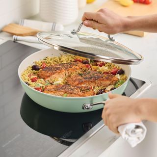 Hard Anodized Ceramic Induction Skillet with Lid