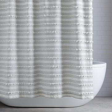 Organic Stripe Stitch Candlewick Shower Curtain