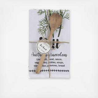 Dill Tea Towel With Spoon Gift Set
