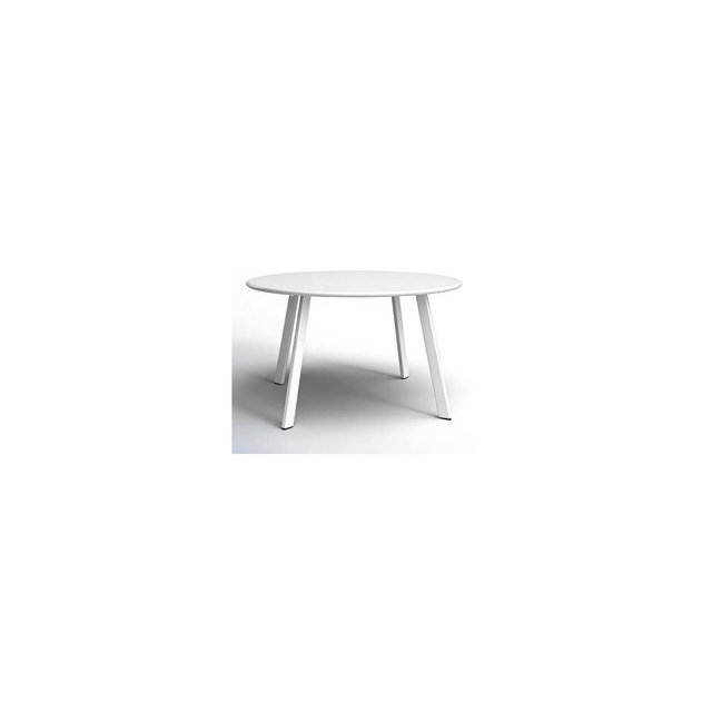 GRANDPATIO 27.5'' White Outdoor Round Steel Coffee Table - Weather-Resistant