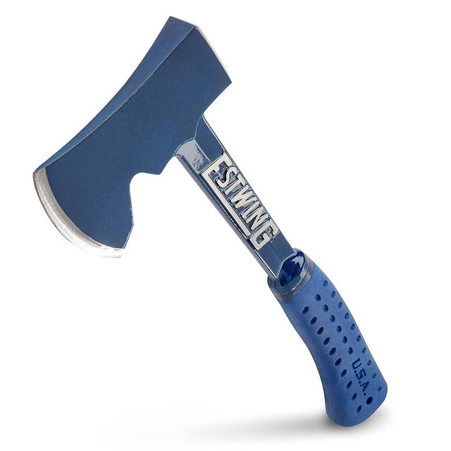 ESTWING Camper's Axe - 14" Hatchet with Forged Steel Construction & Shock Reduction Grip - E6-25A