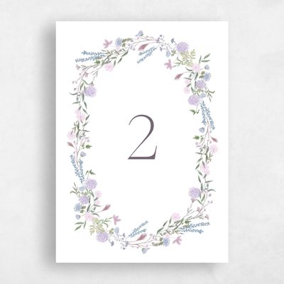 Dusty Purple Wedding Table Number - Laurelwood Portrait
