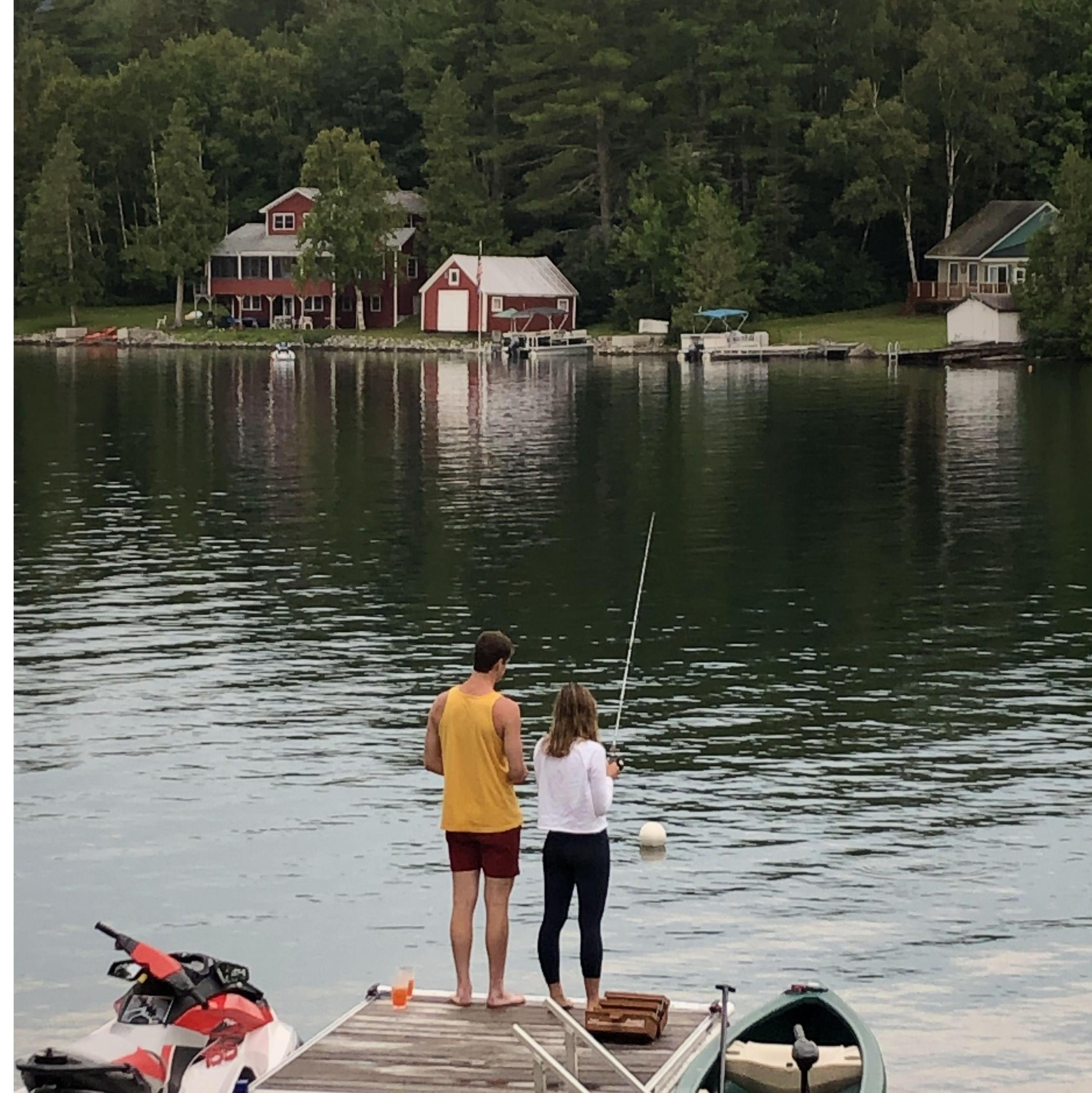 Dan “teaching” Ali to fish off of the dock…no fish were caught