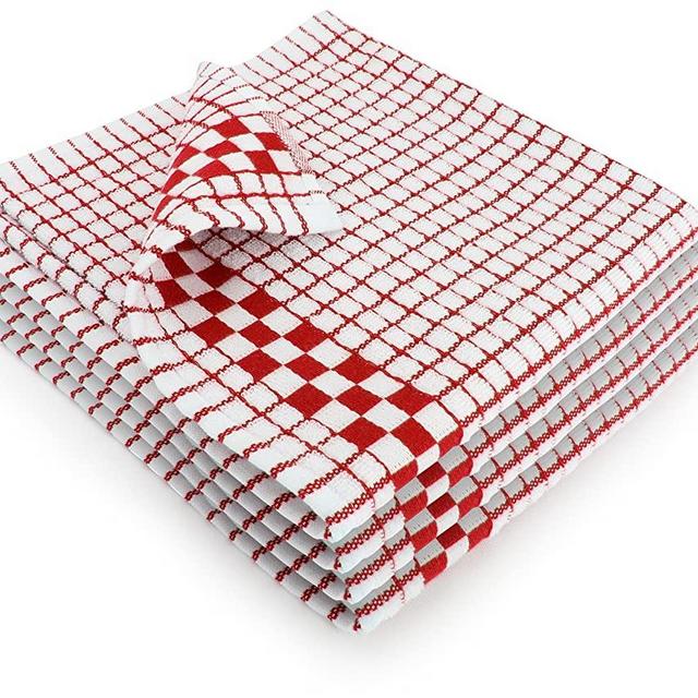 Fecido Classic Kitchen Dish Towels with Hanging Loop - Set of 4, Red