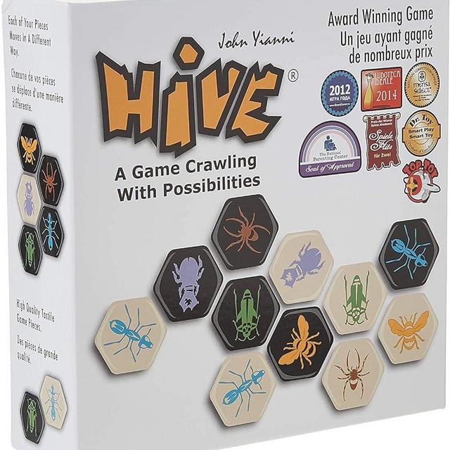Original Hive Board Game - Crawling with Possibilities - Bug Games Smart Zone Second Edition to Travel in Your Pocket & Quick 2 Person Battles - Might be Expanded by Carbon Expansion Ladybug, Pillbug