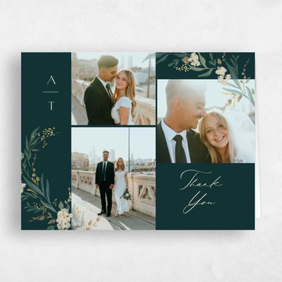 Dark Emerald, Green Wedding Thank You - Darcy Multiphoto Foil