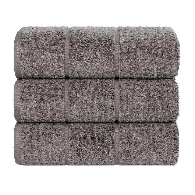 Zero Twist Cotton Waffle Honeycomb Medium Weight Bath Towel Set of 3, Charcoal - Blue Nile Mills