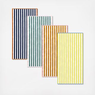 Santa Cruz Striped Border Cabana Beach Towel, Set of 4