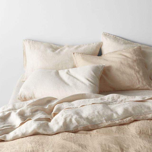 Ivory Grid Natural Hemp Full/Queen Duvet Cover