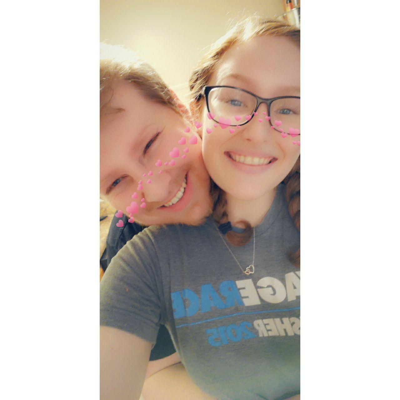 Smiling while making dinner together