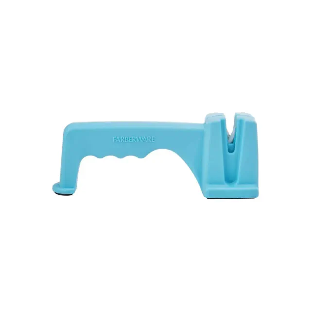 Farberware Tabletop Sharpener: Manual Knife & Steel Sharpener, Stainless Steel & Plastic, Hand Wash, Green, 7.68" Length