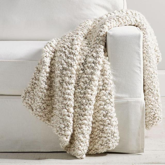 Shiloh Chunky Handknit Throw, 44 x 56", Black/White
