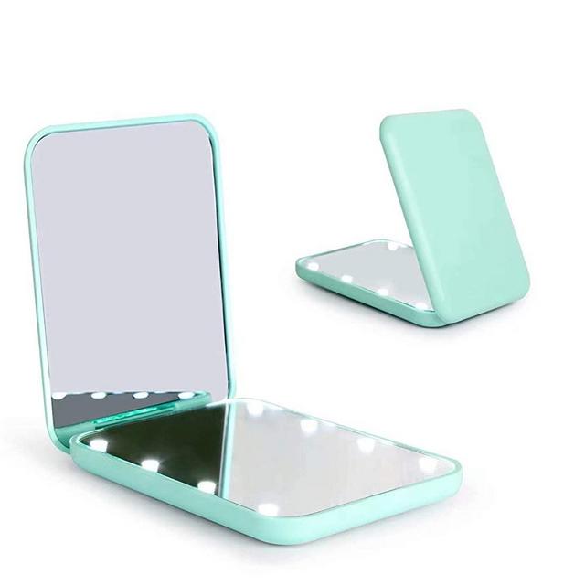 wobsion Compact Mirror, Magnifying Mirror with Light, 1x/3x Handheld 2-Sided Magnetic Switch Fold Mirror,Small Travel Makeup Mirror,Pocket Mirror for Handbag,Purse,Gifts for Girls(Cyan) …