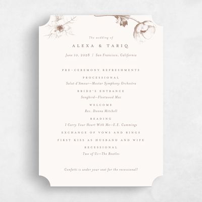 Brown Ticket Wedding Program - Tulipier