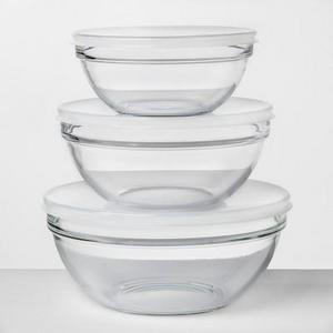 Set of 3 Glass Covered Mixing Bowls - Made By Design™
