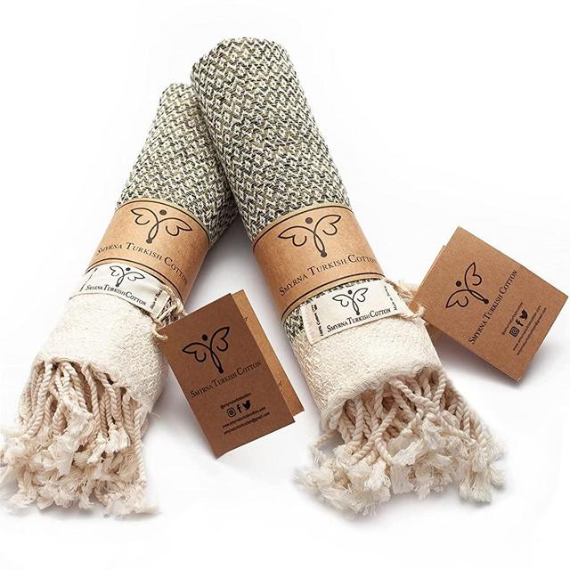 Smyrna Original Turkish Hand Towels | 100% Cotton, Prewashed, 16 x 40 Inches | Decorative Bathroom Peshtemal Towel for Hand, Face, Hair, Gym, Yoga, Tea, Dishcloth, Kitchen and Bath (Army Green)