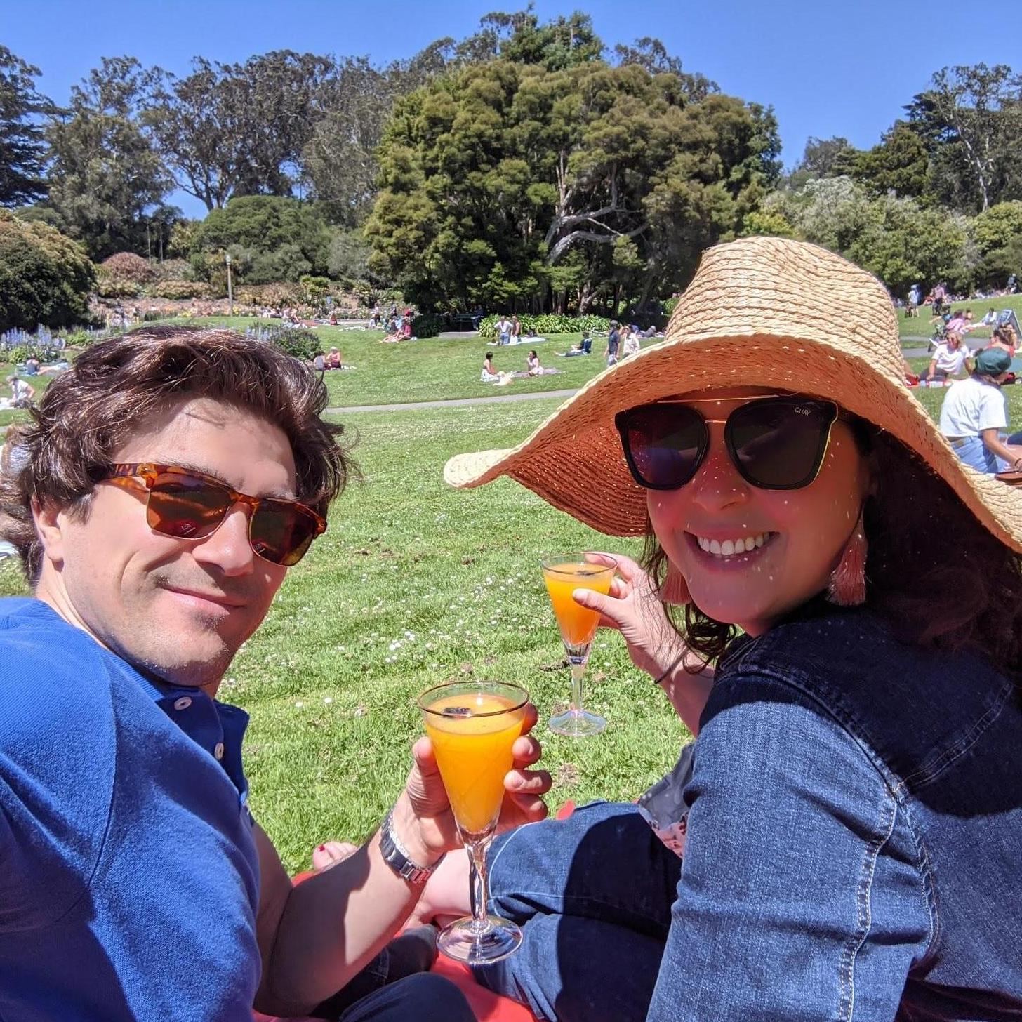 Available to give lessons on "How to picnic properly". Now we walk around the Conservatory of Flowers, just judging people who don't do it right.
