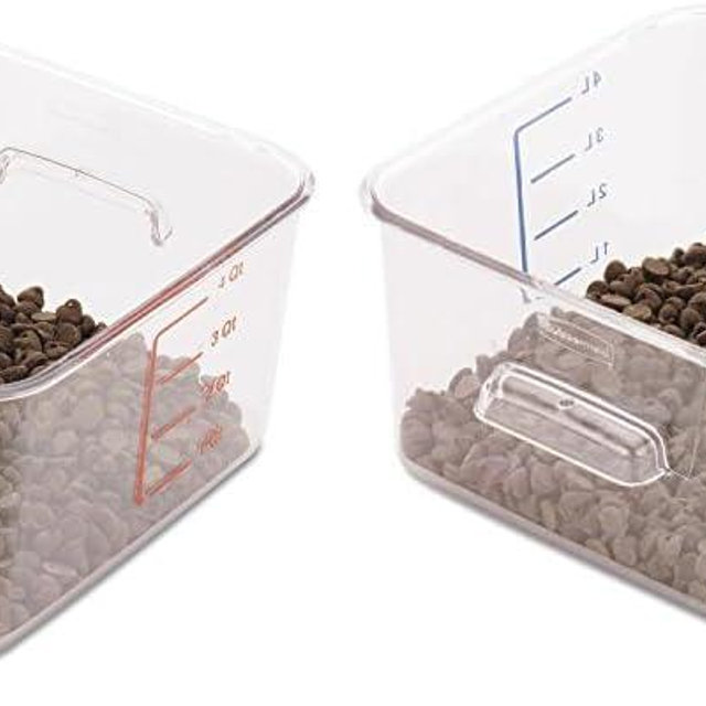 Rubbermaid Commercial Products-FG630400 Plastic Space Saving Square Food Storage Container For Kitchen/Sous Vide/Food Prep, 4 Quart, Clear, LID SOLD SEPARATELY (Pack of 2)