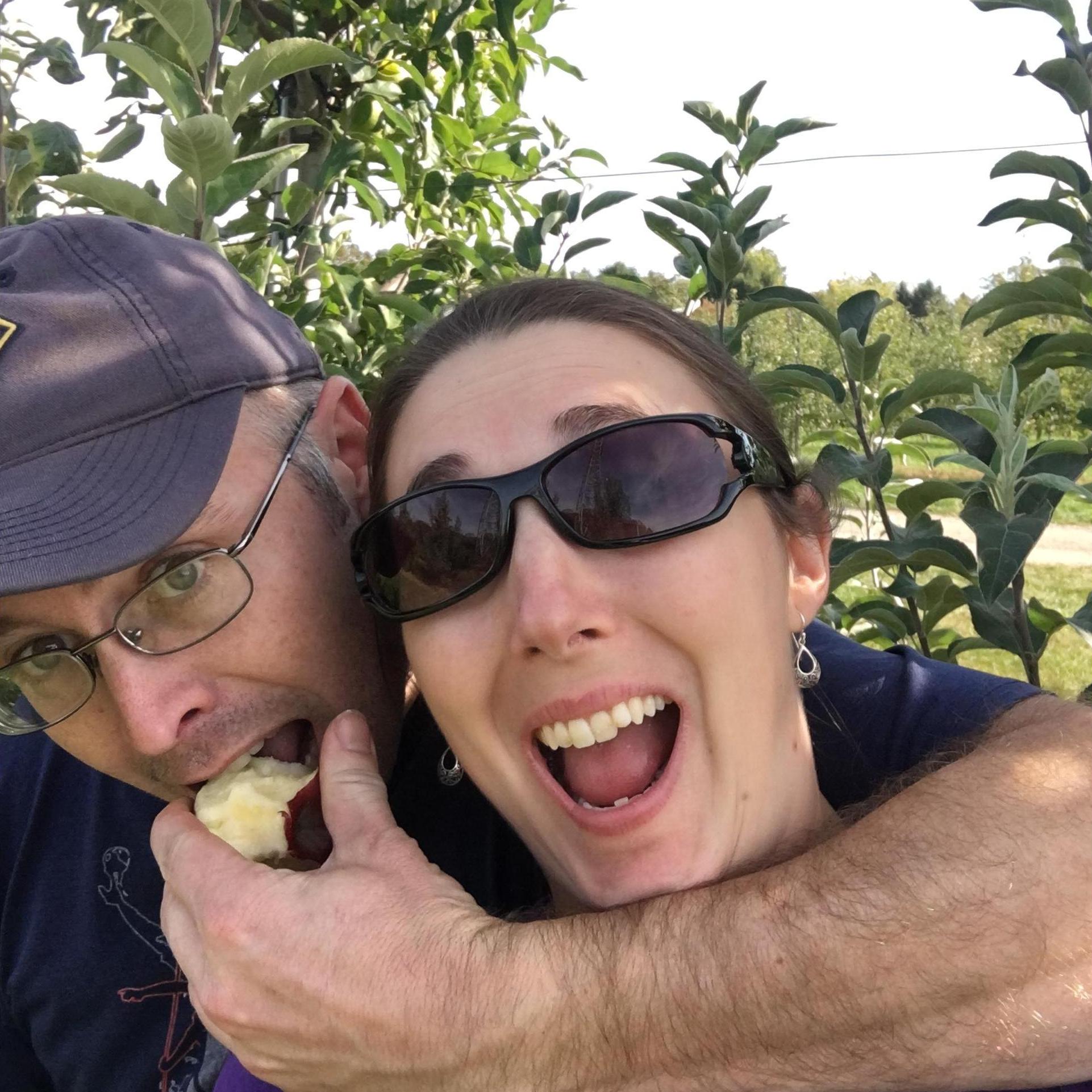 Never a dull moment!  Apple picking in the Fall.