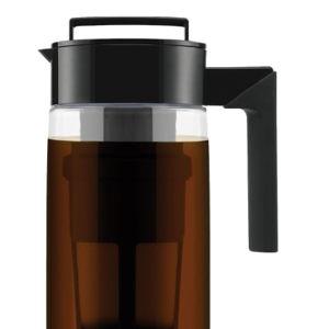Takeya Patented Deluxe Cold Brew Coffee Maker with Black Lid Airtight Pitcher, 2 Quart, Black