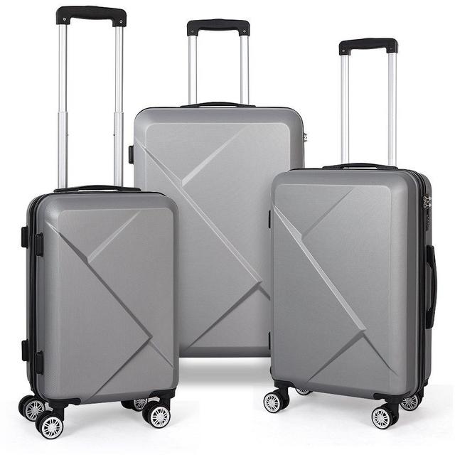 3-Piece Spinner Luggage Set Hardside (20" 24" 28") Slate Grey