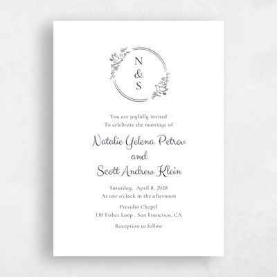 White Wedding Invitation - Harper Classic