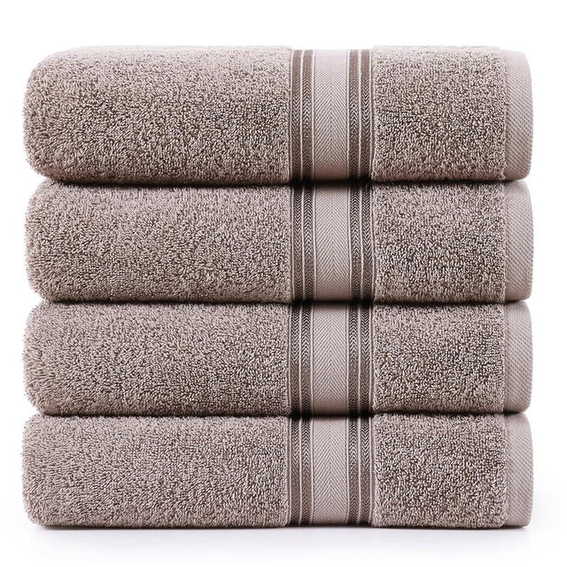 Lane Line Large Bath Towels Set (30" x 60") - Zero Twist 100% Cotton Bathroom Towels, Super Aborbent Luxury Bath Towels, Soft, Quick Dry Shower Towels, 4 Piece Extra Large Bath Towel Set - Platinum