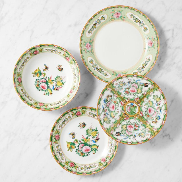 Famille Rose 12-Piece Dinnerware Pasta Set, Green