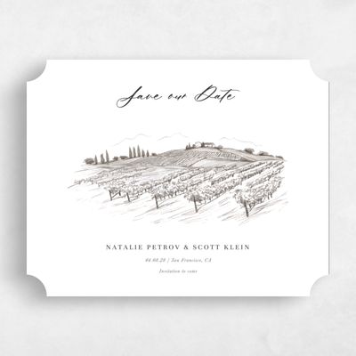 White Ticket Wedding Save the Date - Fico Landscape