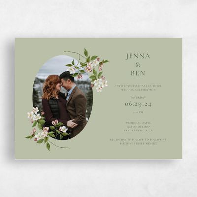 Olive Sage, Green Wedding Invitation - Malyly Photo