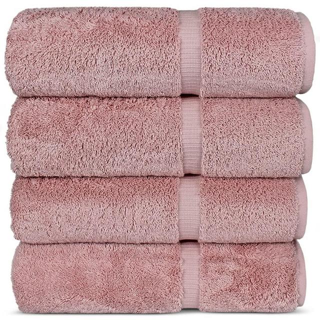 Chakir Turkish Linens Hotel & Spa Quality, Highly Absorbent 100% Turkish Cotton Bath Towels (4 Pack, Pink)