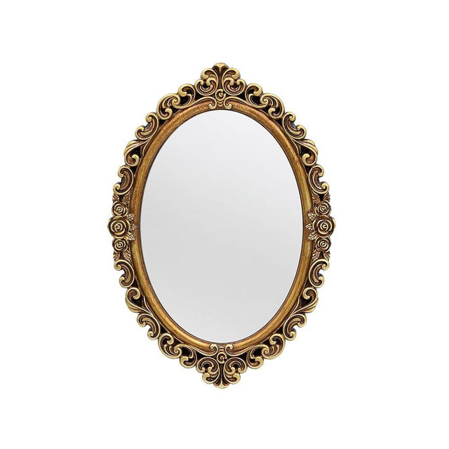 OIGUMR Oval Wall Mirror Mirror Vintage Hanging Mirrors for Bedroom Living-Room Dresser Decor (Gold；Frame Size：15.7 x 11.2 inch)
