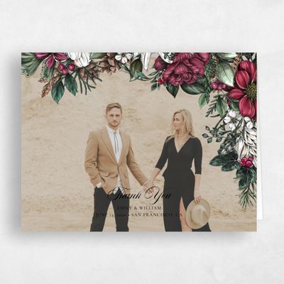 Light Burgundy, Red Wedding Thank You - Poconos Portrait