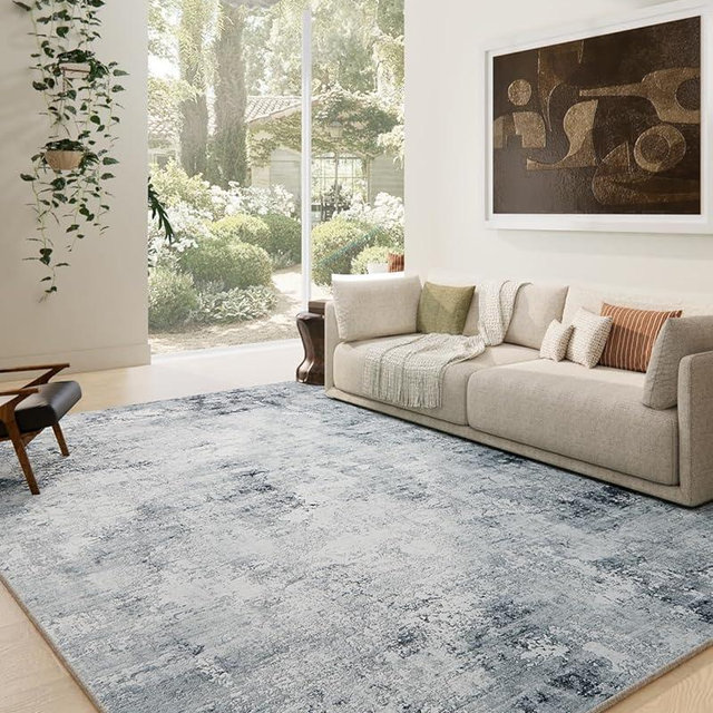 8x10 Area Rugs Washable Rug: Large Living Room Rug Stain Resistant Distressed Vintage Floral Rug Non Slip Low Pile Faux Wool Soft Rug for Bedroom Bedside Farmhouse Kids Playroom Nursery Dining Room