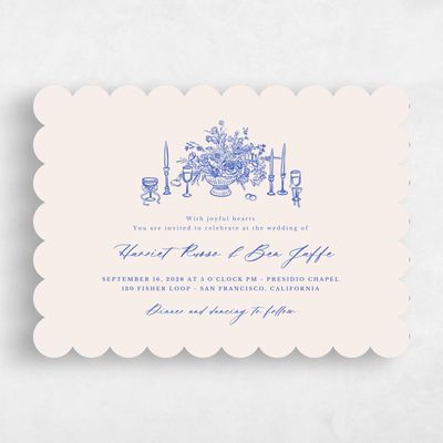 Blue Scalloped Wedding Invitation - Josette Bloom