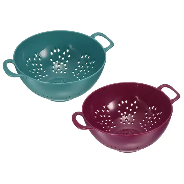 Unique Bargains Kitchen Plastic Rice Washing Drainer Basket Colander with Double Handles Army Green, Purple