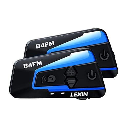 LEXIN 2pcs B4FM Motorcycle Bluetooth Intercom with FM Radio, Motorcycle Helmet Bluetooth Headset Communication With Noise Cancellation Up to 4 Riders, Universal Snowmobile Wireless Interphone