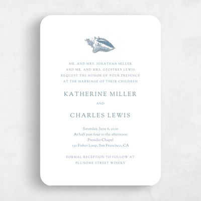 Blue Rounded Wedding Invitation - Wrightsville Portrait