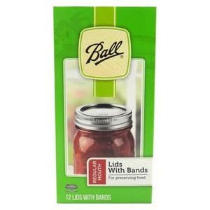 Ball® Set of 12 Regular Mouth Lids with Bands for Jars