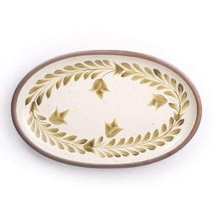 Hand Painted Large Oval Platter, Tulip Crown - Verdant