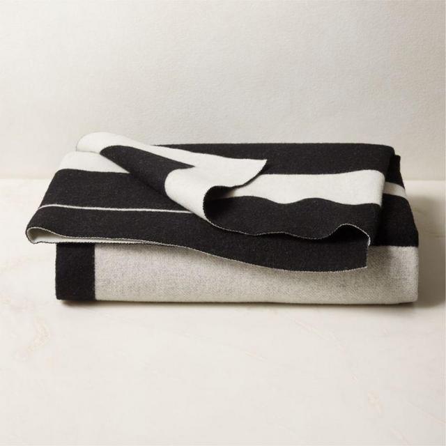 CB2 Shift Merino Wool Reversible Throw Blanket