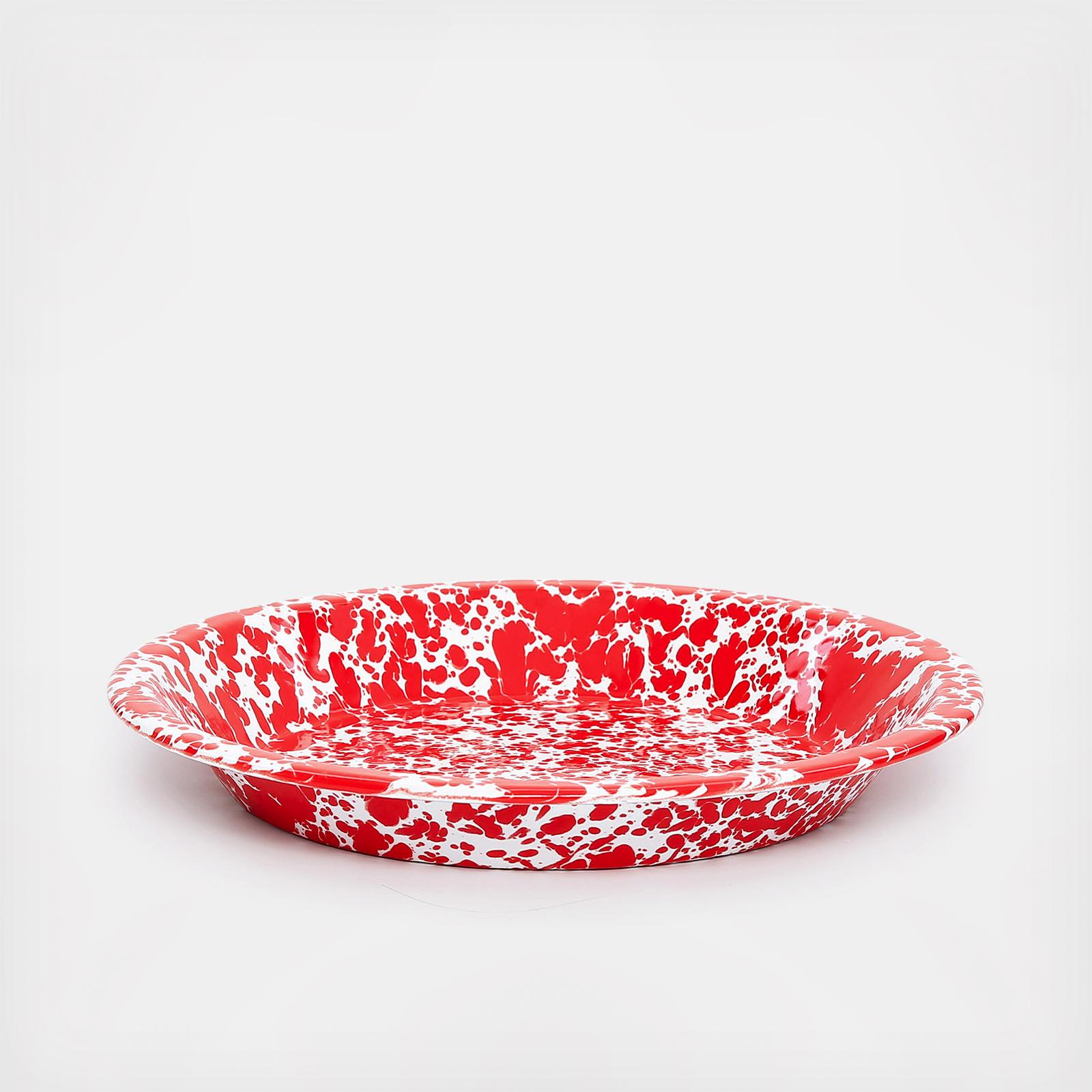 Crow Canyon Enamelware Square Brownie - Cornbread Pan Red Marble Splatter