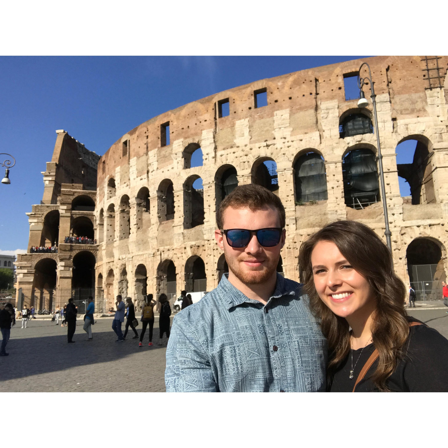 Colosseum in Rome, Italy hours before he popped the question.