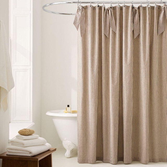 Pierce and Ward Linen Stripe Shower Curtain 72x74, Brown