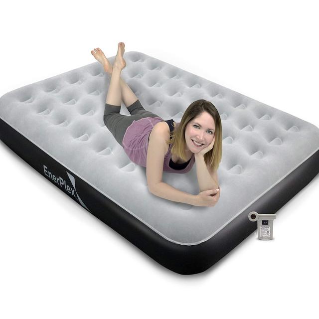 EnerPlex Never-Leak Camping Series Twin/Queen Camping Airbed with High Speed Pump Air Mattress Single High Inflatable Blow Up Bed for Home Camping Travel